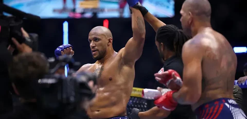 Fighter celebrating victory in UFC match