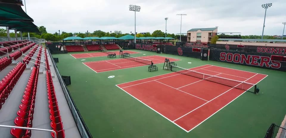 Oklahoma tennis courts with empty seating area