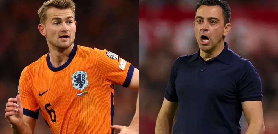 Player in orange jersey and coach in navy shirt