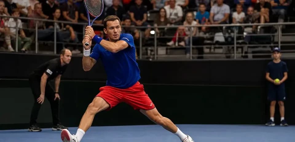 Player executing a forehand shot on court