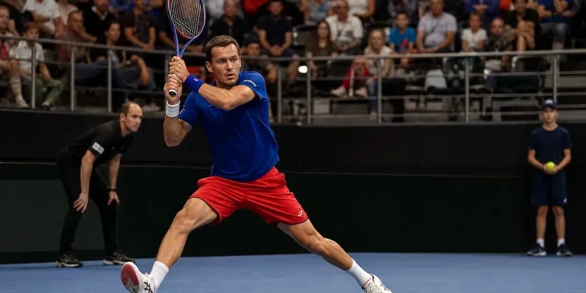 Player executing a forehand shot on court