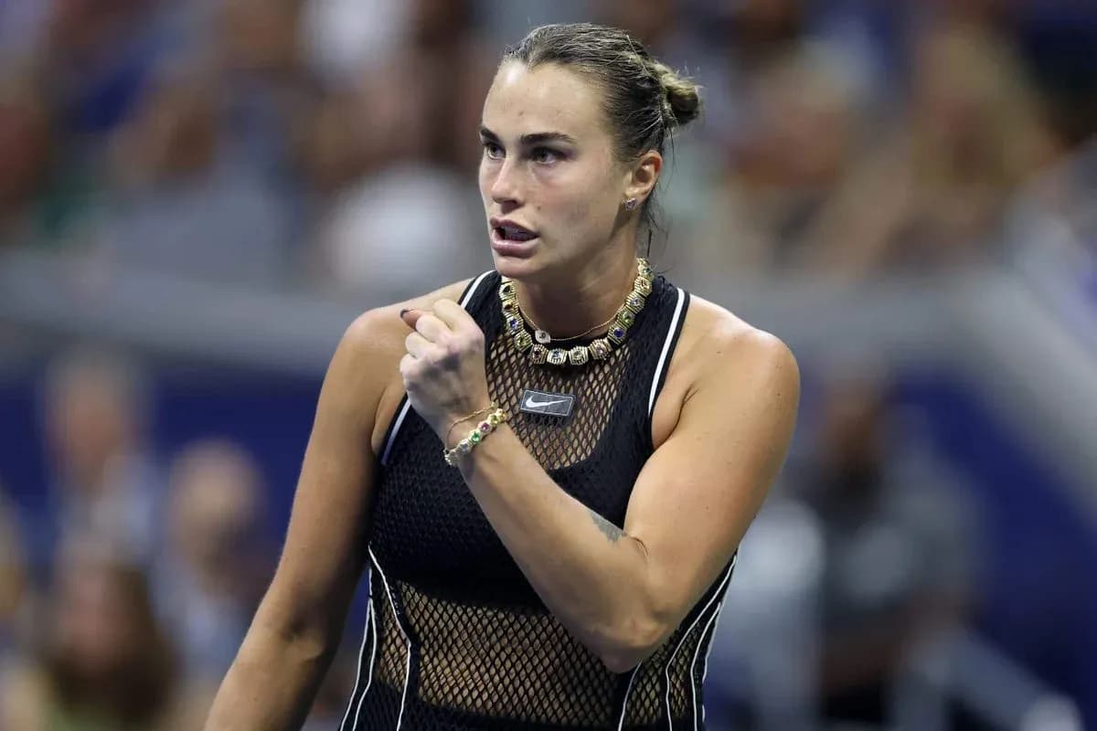 Tennis player celebrating during a match at US Open
