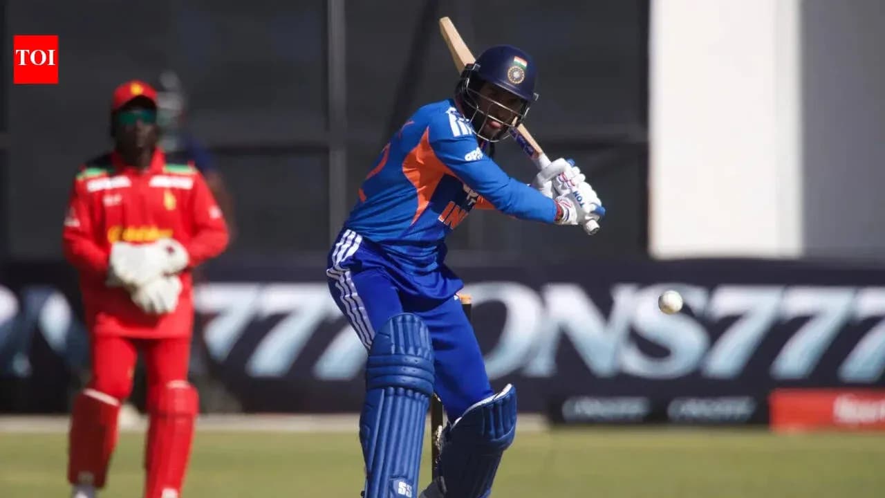 Batsman hitting the ball during cricket match