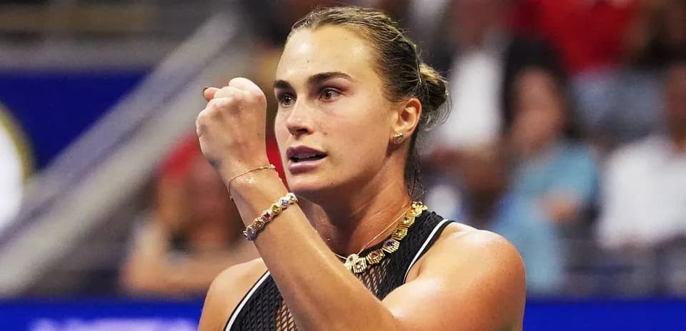 Tennis player celebrating during match