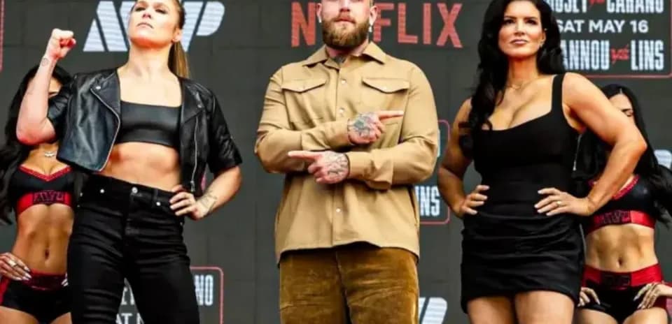 Ronda Rousey and Gina Carano at weigh-in event
