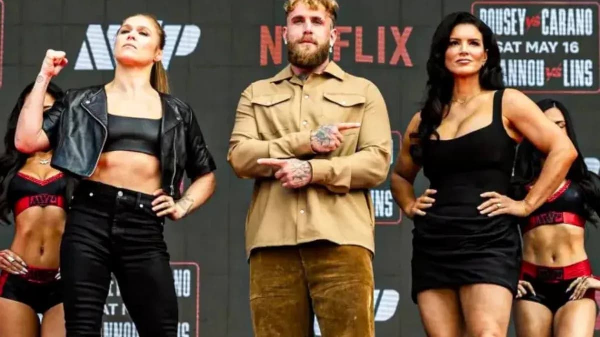 Ronda Rousey and Gina Carano at weigh-in event