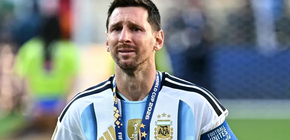 Lionel Messi with silver medal after World Cup match