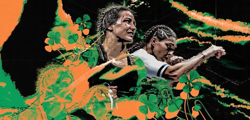 Two female fighters with artistic background and shamrocks
