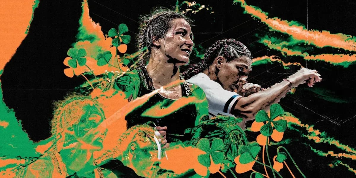 Two female fighters with artistic background and shamrocks
