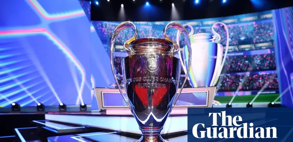 Champions League trophy on stage during presentation