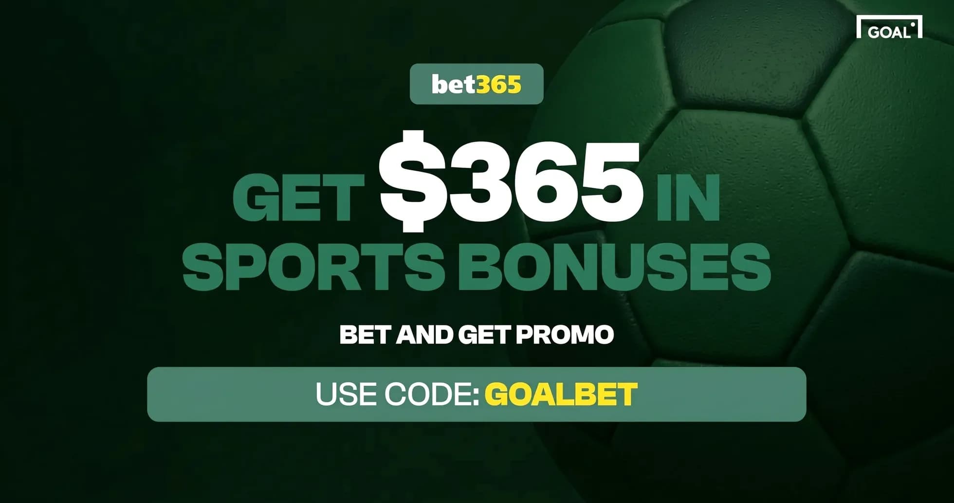 $365 sports bonuses promotion with soccer ball background