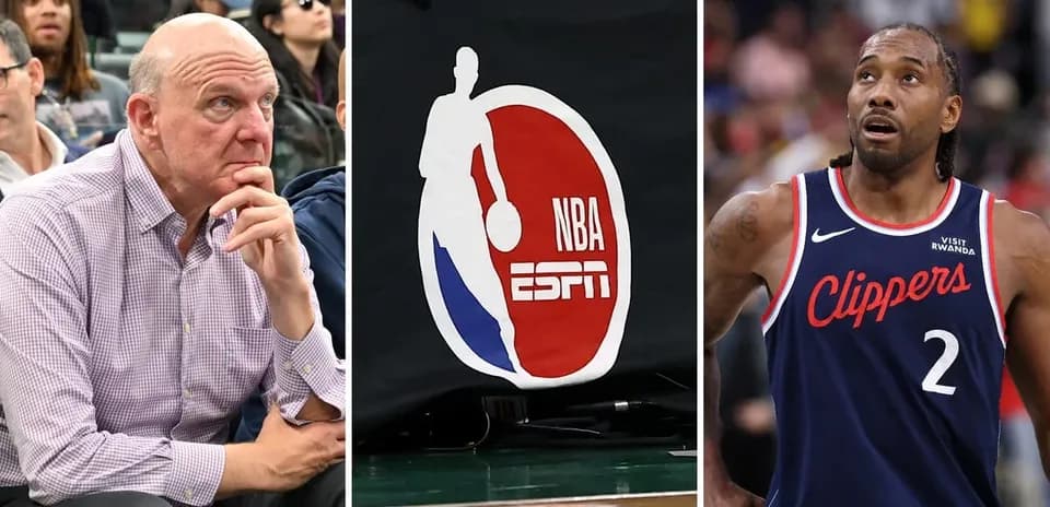 Collage of NBA scenes including players and logo