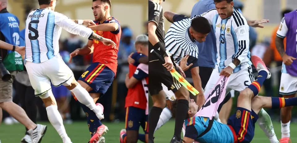 Players clashing during intense football match moments