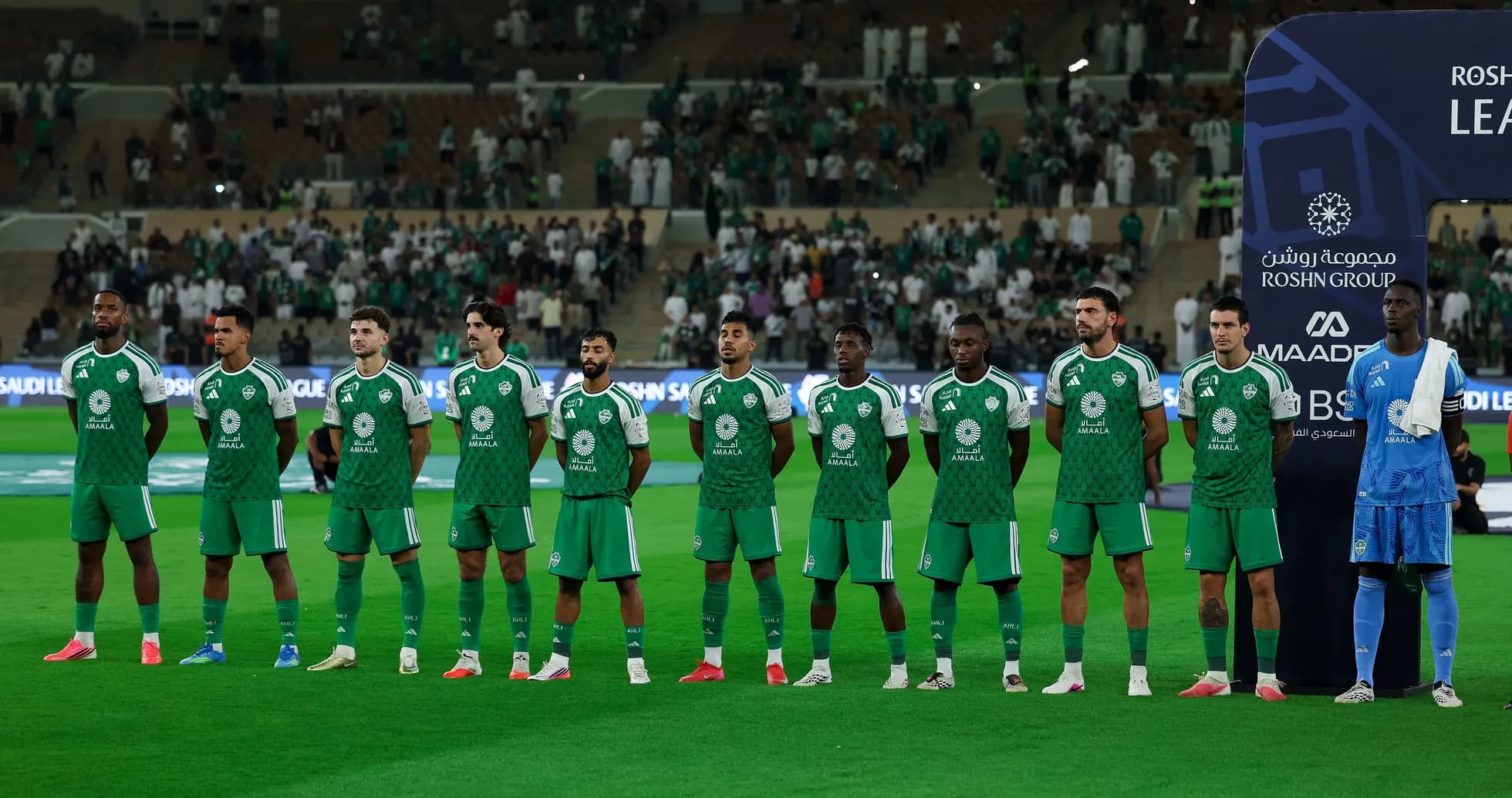 Football team lined up before the match
