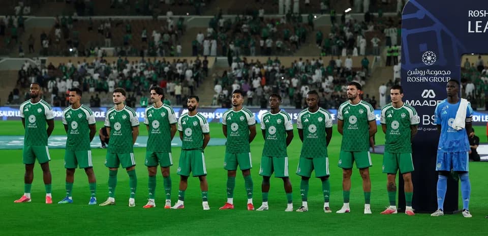 Football team lined up before the match