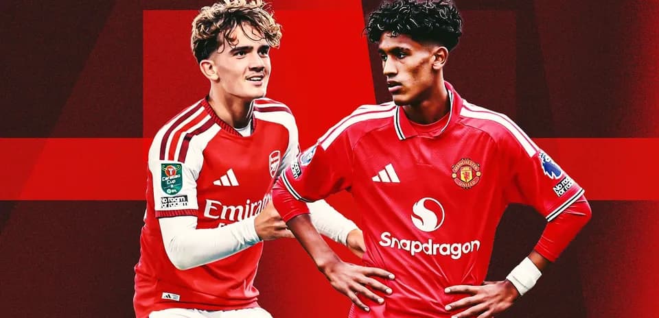 Two players from Arsenal and Manchester United posing
