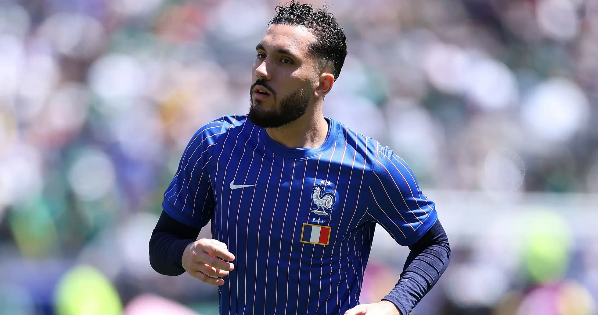 Player warming up in France national team kit Player warming up in France national team kit