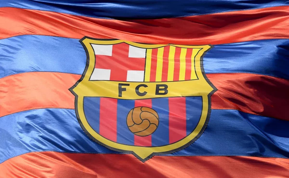 FC Barcelona flag with team colors and logo FC Barcelona flag with team colors and logo