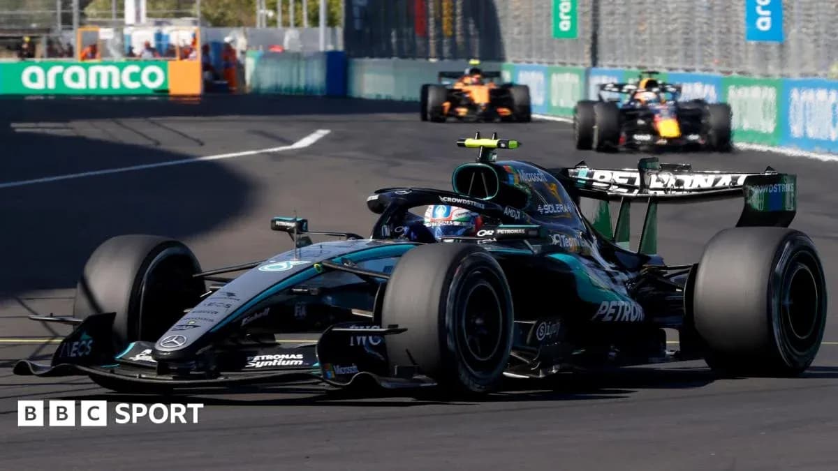 Mercedes car racing on track during Formula 1 event Mercedes car racing on track during Formula 1 event
