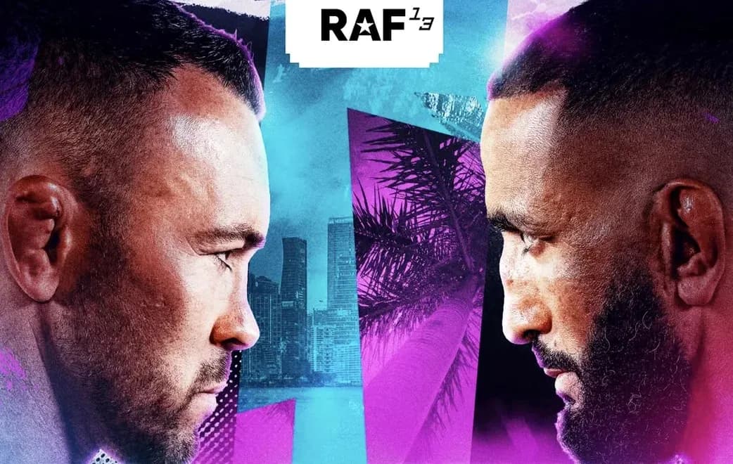 Two fighters facing each other in promotional graphic Two fighters facing each other in promotional graphic