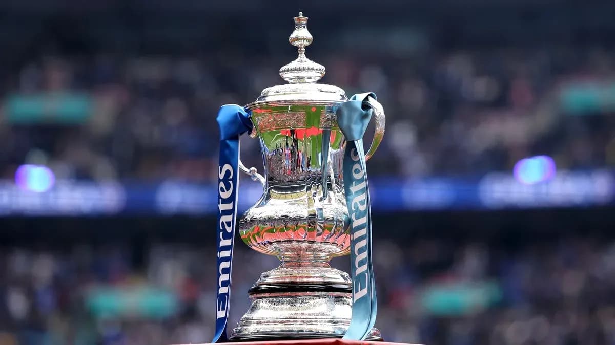 Emirates FA Cup trophy displayed at stadium Emirates FA Cup trophy displayed at stadium
