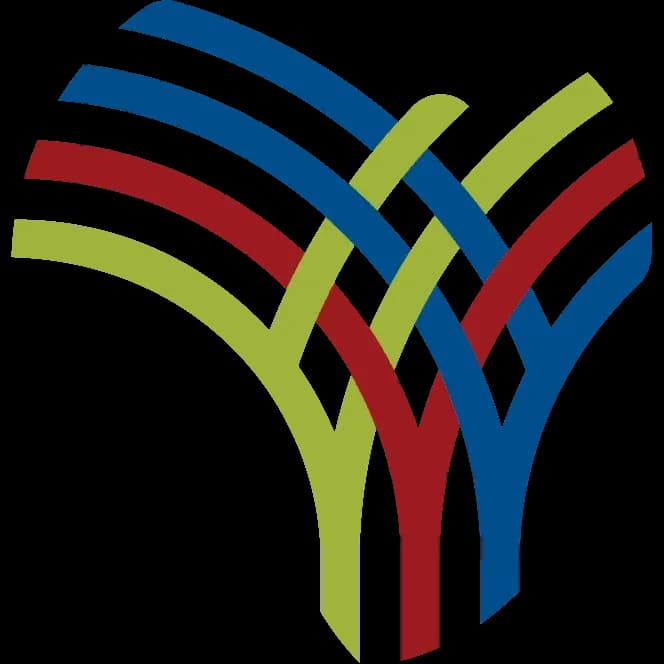 Logo with intertwined colored lines in patterns Logo with intertwined colored lines in patterns
