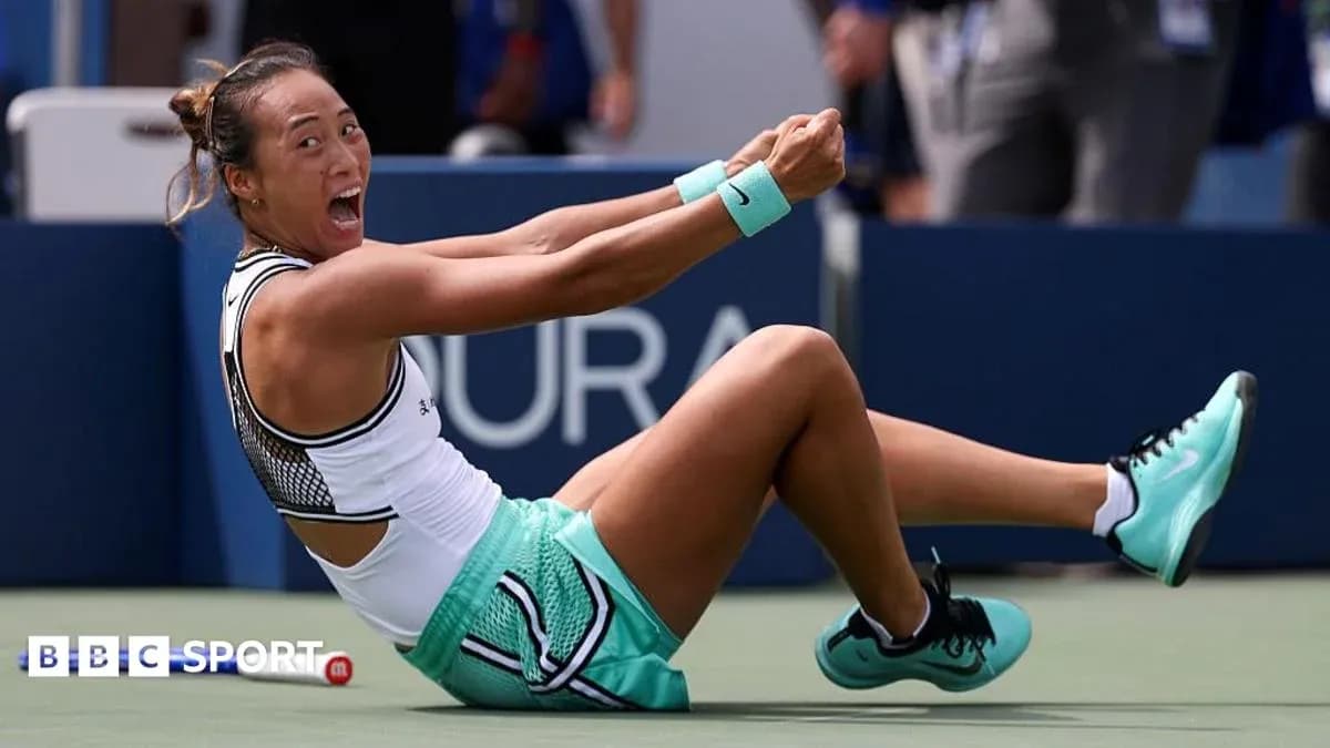 Tennis player celebrating on the court after winning Tennis player celebrating on the court after winning