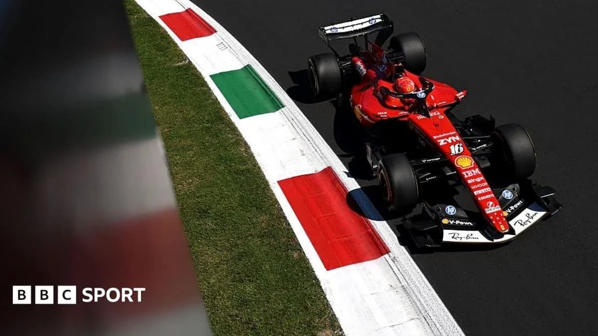 Ferrari car racing on track with Italian flag colors Ferrari car racing on track with Italian flag colors