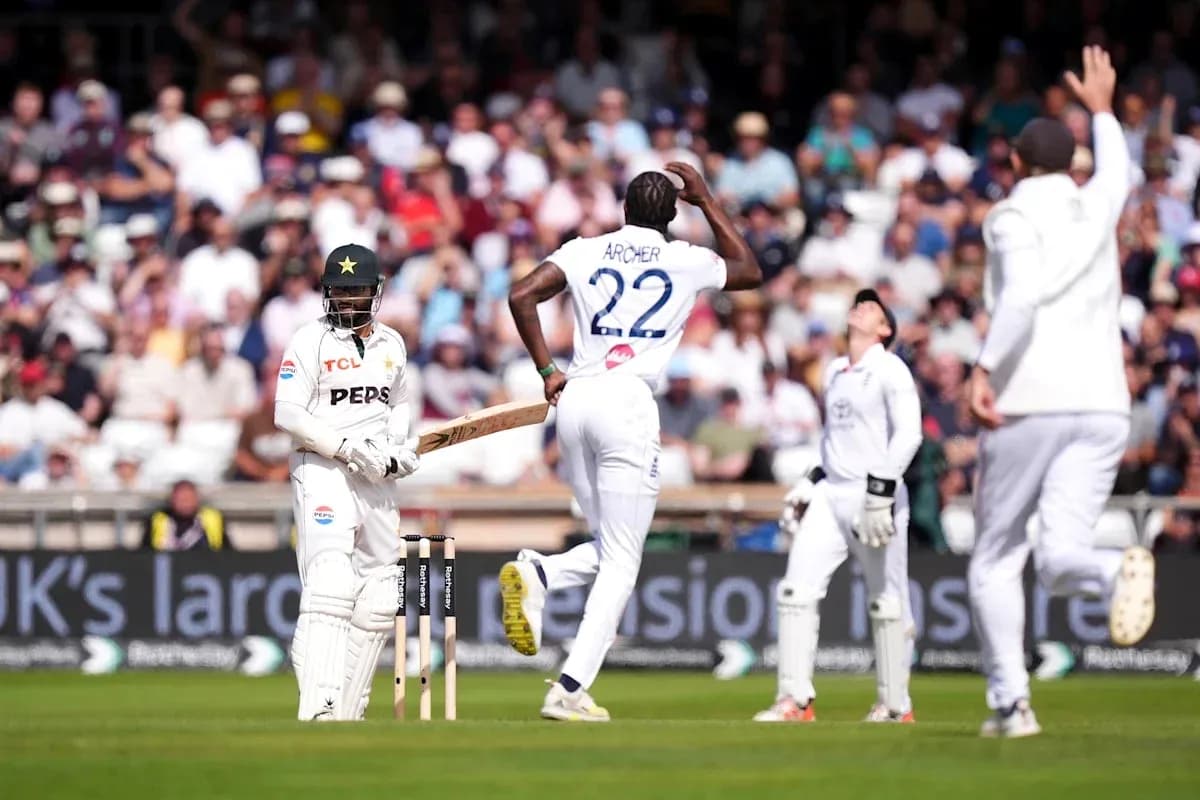 Bowler celebrating as batsman reacts in cricket match Bowler celebrating as batsman reacts in cricket match