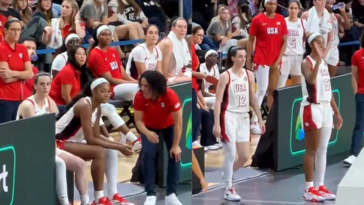 USA women's basketball team during game timeout USA women's basketball team during game timeout