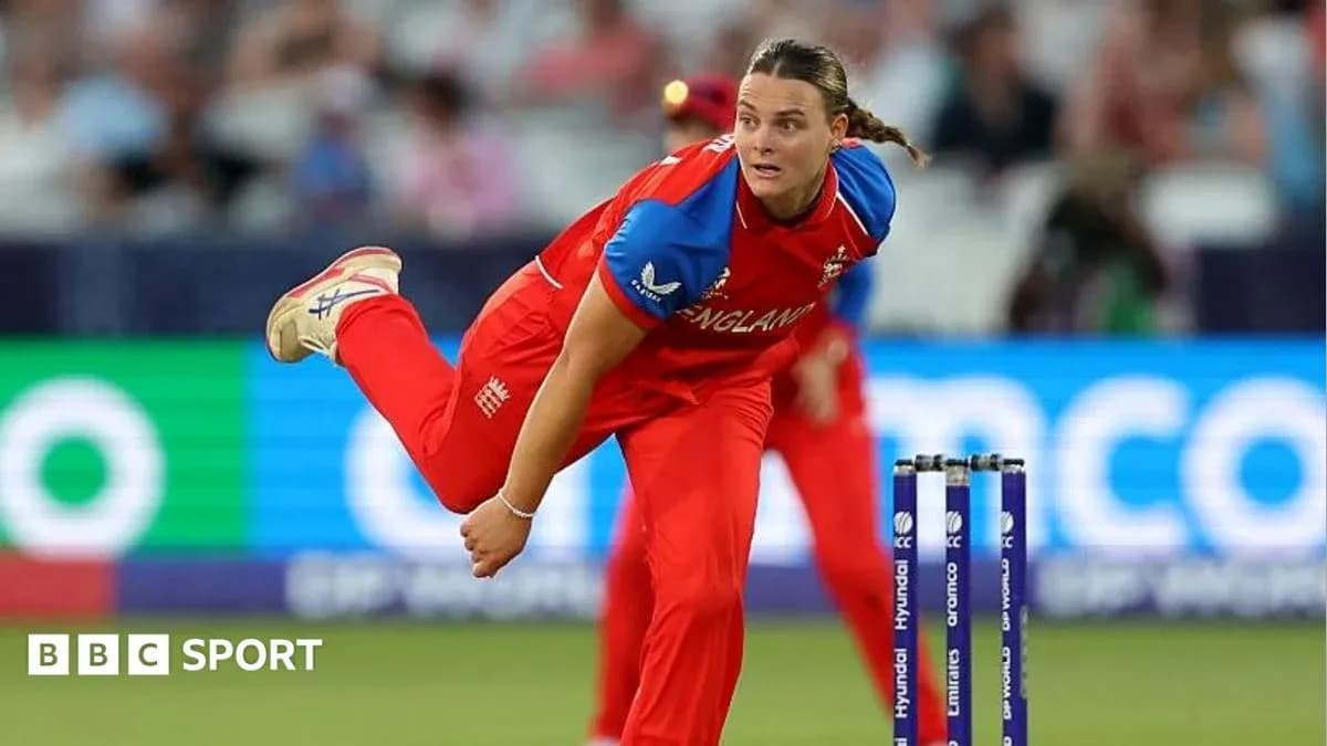 England bowler delivering a ball in cricket match England bowler delivering a ball in cricket match