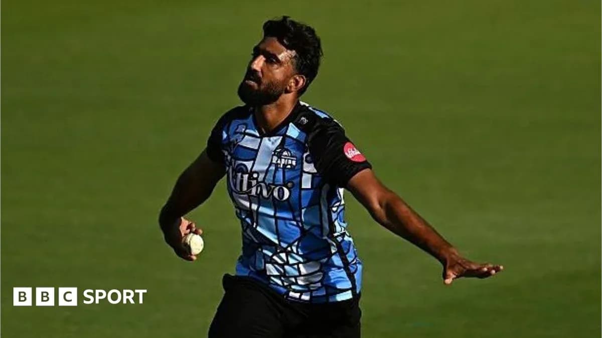 Cricketer bowling during a match on field Cricketer bowling during a match on field
