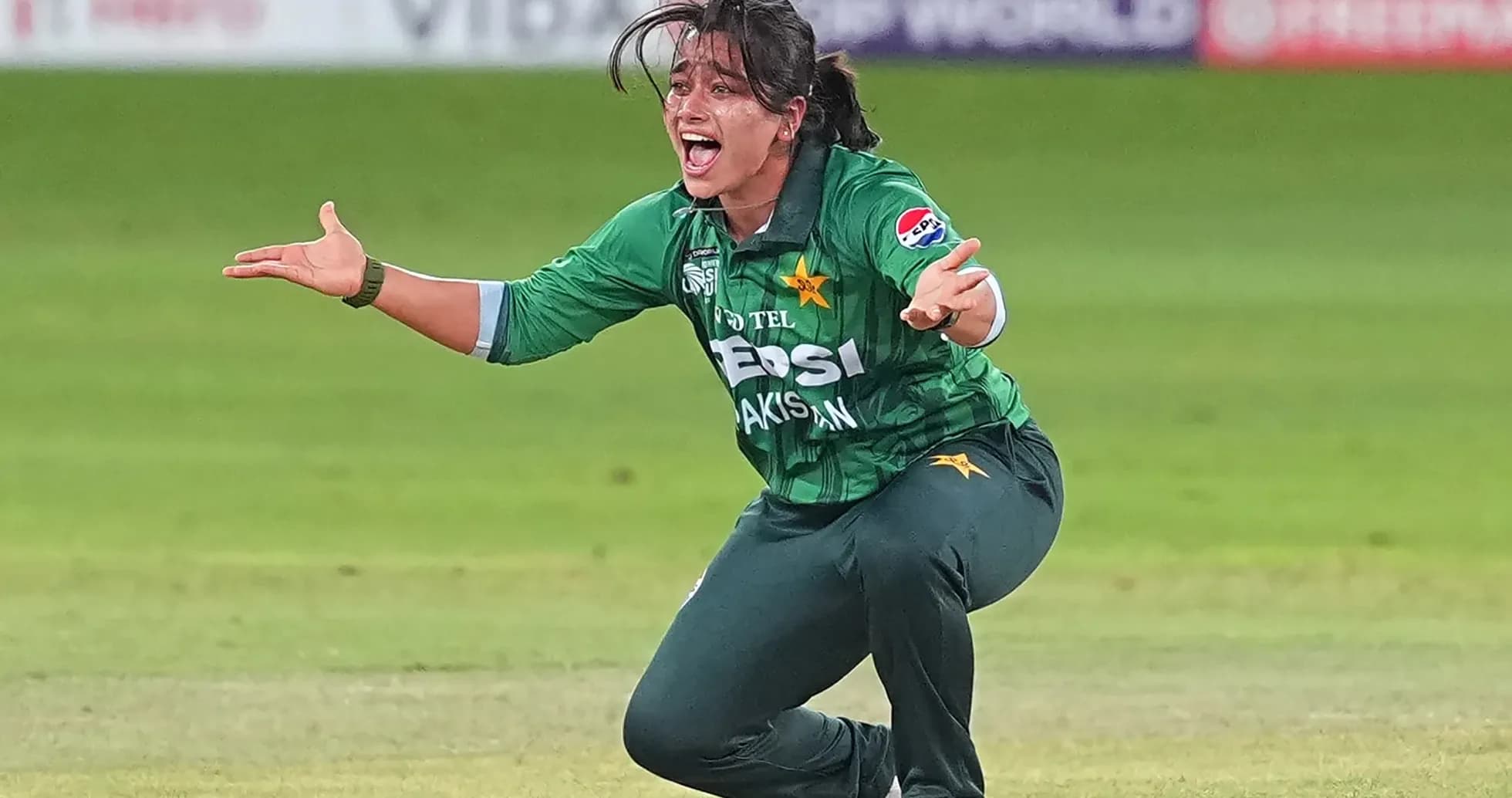Pakistani cricketer appealing during a match Pakistani cricketer appealing during a match