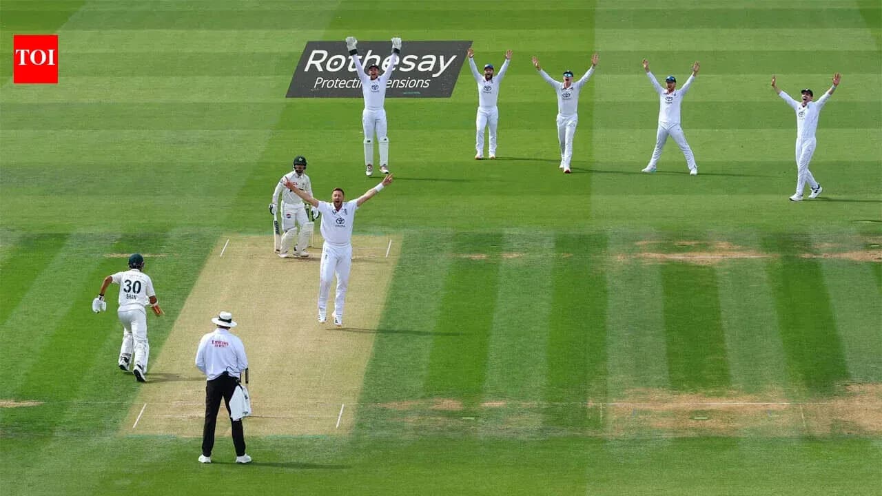 Bowler appealing for a wicket during cricket match Bowler appealing for a wicket during cricket match