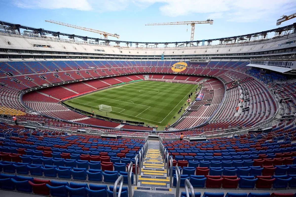 View of the stadium with empty seats and field View of the stadium with empty seats and field