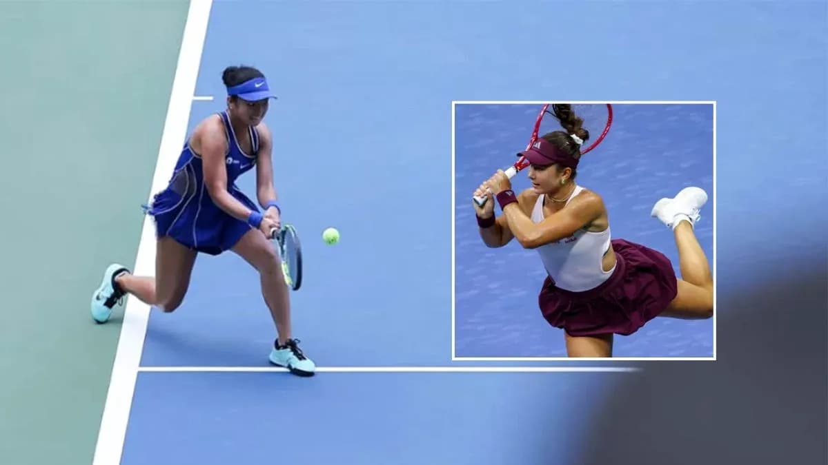 Two female tennis players competing on court Two female tennis players competing on court