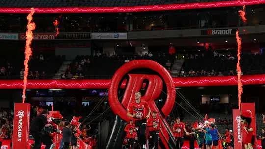 Players entering the arena through inflatable tunnel Players entering the arena through inflatable tunnel