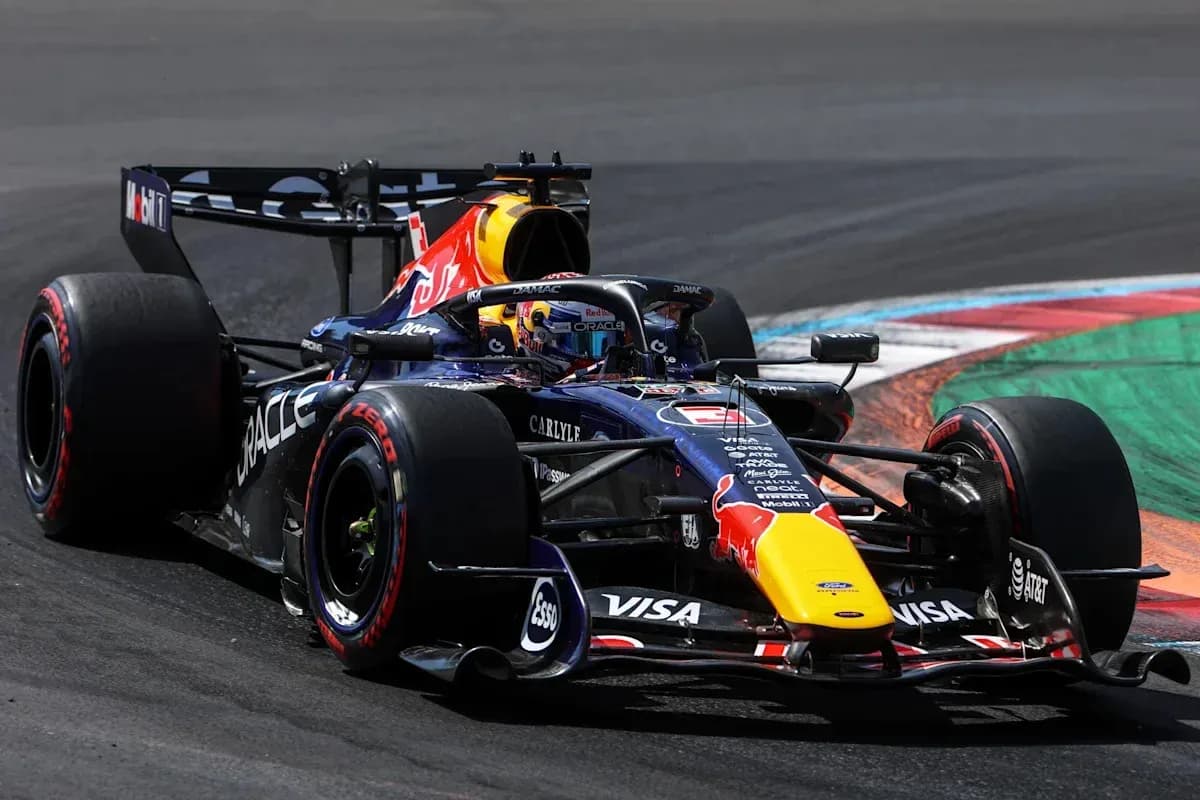 Red Bull Racing car navigating a corner on track Red Bull Racing car navigating a corner on track