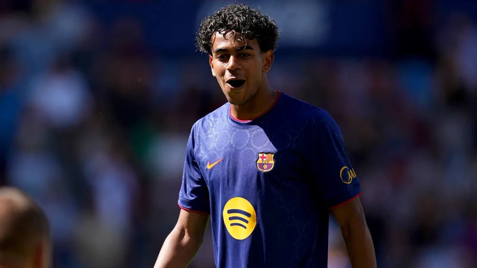 Barcelona player celebrating during a match Barcelona player celebrating during a match