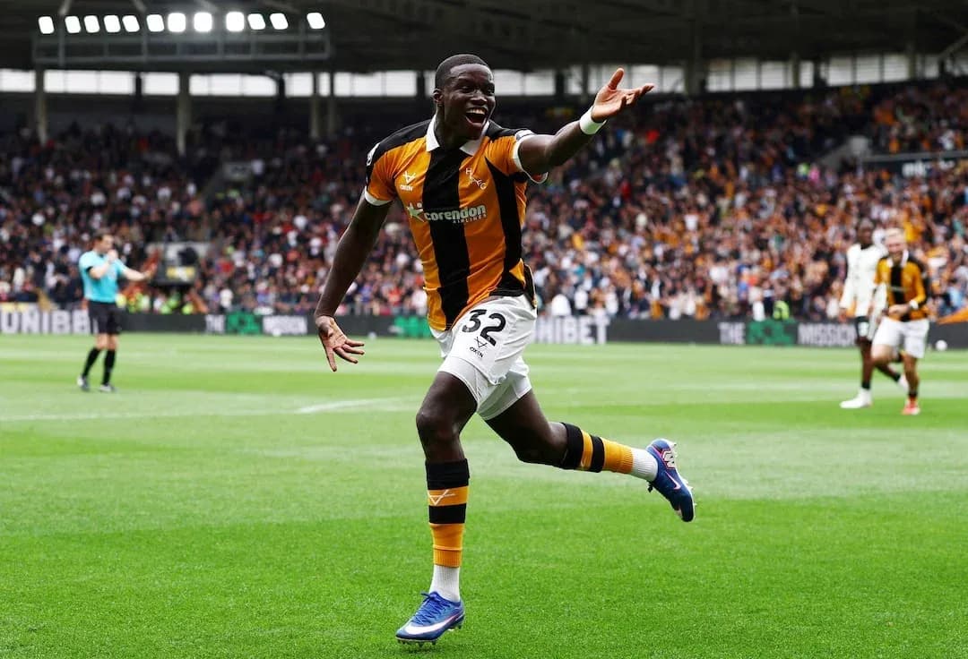 Hull City player celebrating a goal Hull City player celebrating a goal
