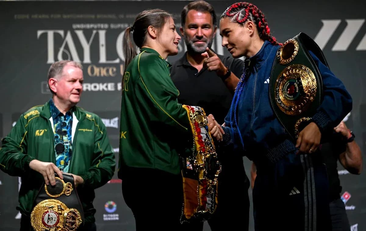 Boxers shaking hands at pre-fight press conference Boxers shaking hands at pre-fight press conference