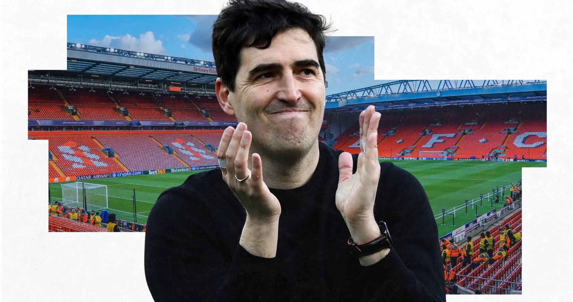 Person applauding in empty stadium stands Person applauding in empty stadium stands