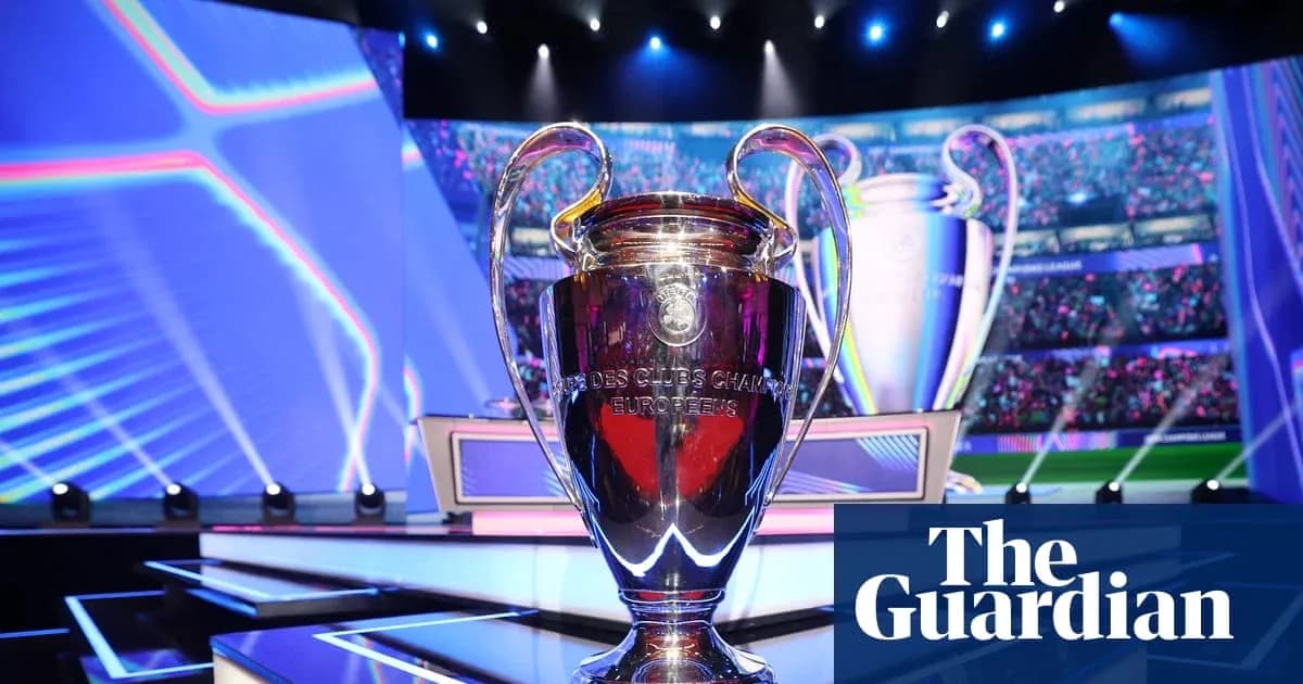 Champions League trophy on stage during presentation Champions League trophy on stage during presentation