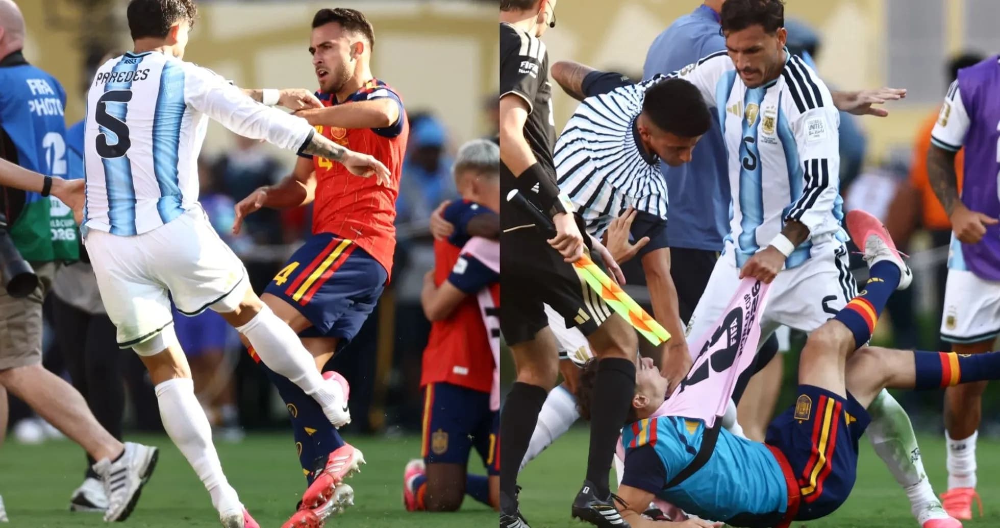 Players clashing during intense football match moments Players clashing during intense football match moments