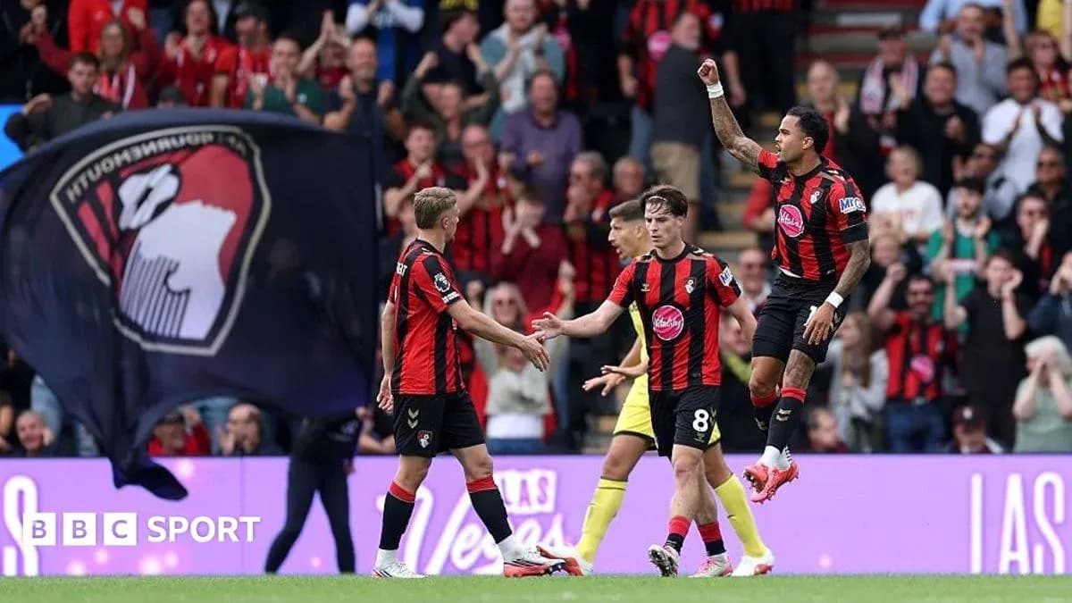 Bournemouth players celebrating a goal during match Bournemouth players celebrating a goal during match